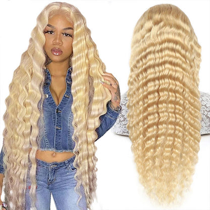 Long 40 Inch 613 Blonde Hair Wig Loose Deep Wave 13x4 Lace Front Glueless Long Wigs