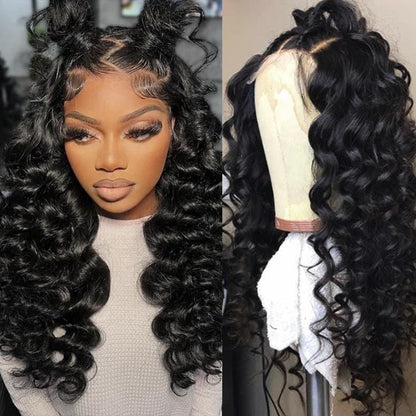 4x4 Undetectable Human Hair Wigs Loose Wave Lace Closure Wig Real Swiss Lace Wigs Glueless Wigs