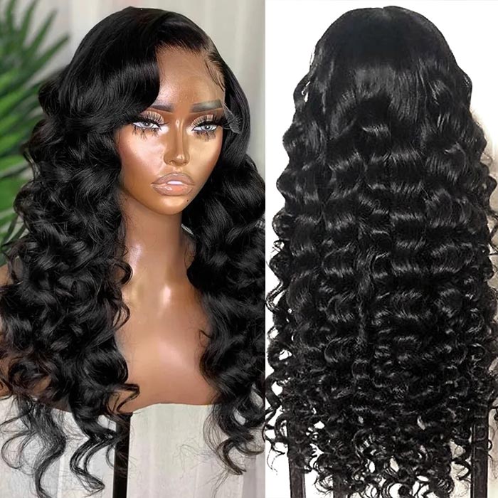 4x4 Undetectable Human Hair Wigs Loose Wave Lace Closure Wig Real Swiss Lace Wigs Glueless Wigs