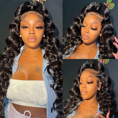 Loose Wave Lace Closure Wig 5x5 Invisible HD Swiss Lace Front Wig Glueless Wigs
