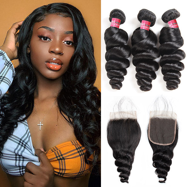 High Quality Virgin Human Hair Loose Wave Human Weaving 4 Bundles for Black Women