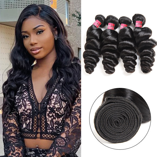 Brazilian Wavy Hair 4 Bundles Loose Wave Hair Bundles Natural Color