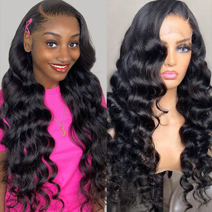 Glueless Loose Deep Wig 200% Density 13x4 Lace Front Wig Wear & Go Glu ...