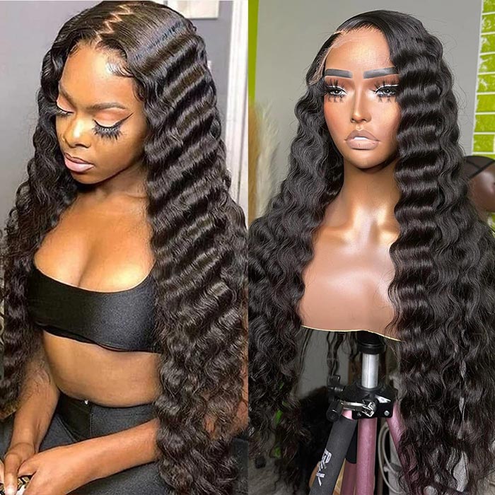 Loose Deep Lace Closure Wig 5x5 Real DH Swiss Lace Human Hair Undetectable Lace Wig Glueless Wigs