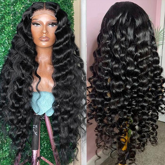 40 Inch Long Lace Front Wig Loose Deep Wave 250% Density Glueless Loos ...