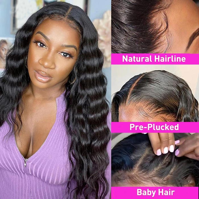 Loose Deep Lace Closure Wig 5x5 Real DH Swiss Lace Human Hair Undetectable Lace Wig Glueless Wigs
