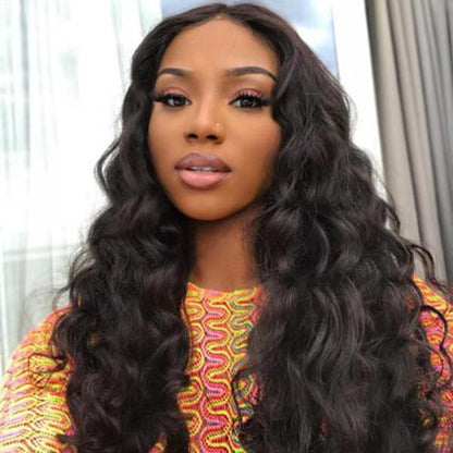 Transparent HD Lace Wig Loose Deep Wave T Lace Part Front Wig Human Hair Natural Middle Line