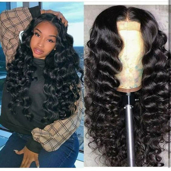 4x4 HD Lace Closure Wig Loose Deep Wave Wig High Density Lace Wig Glueless Deep Wave Wig