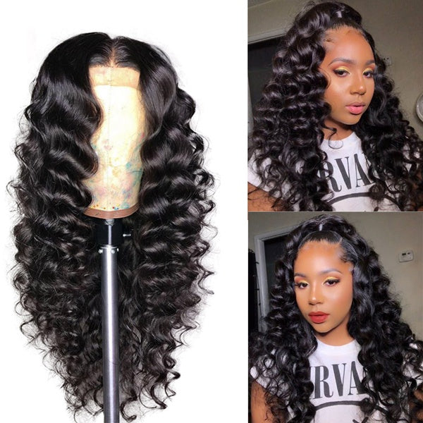 4x4 HD Lace Closure Wig Loose Deep Wave Wig High Density Lace Wig Glueless Deep Wave Wig