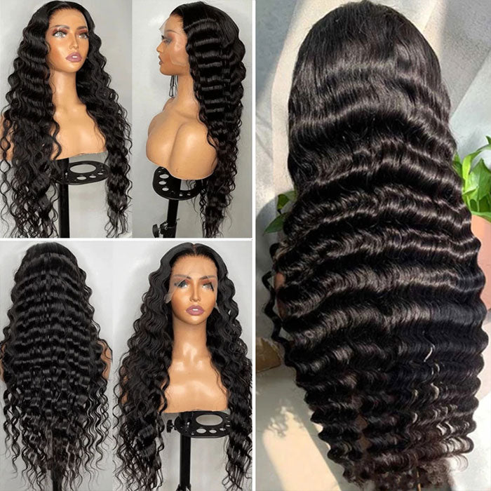 Transparent HD Loose Deep Wigs Full Lace Frontal Wig 180% Density Frontal Human Hair Wig
