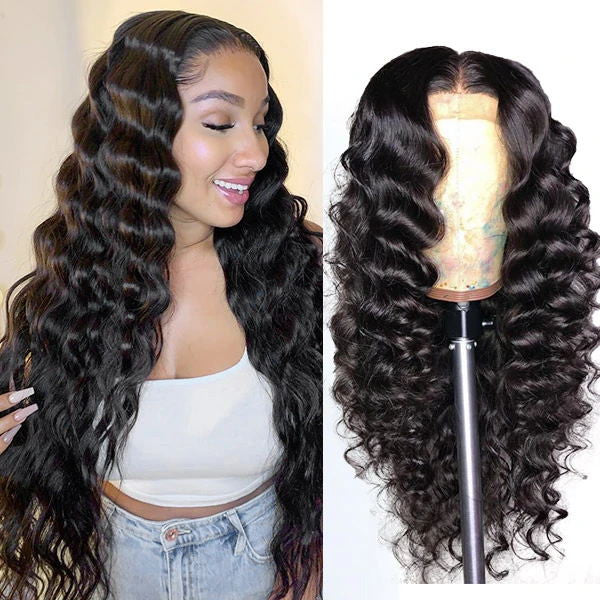 loose deep virgin human hair wig