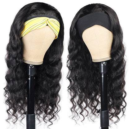 Loose Deep Wave Virgin Human Hair Headband Glueless Wigs For Black Women 150% Density