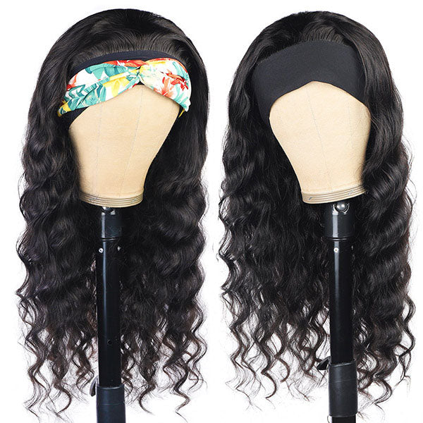 Loose Deep Wave Virgin Human Hair Headband Glueless Wigs For Black Women 150% Density