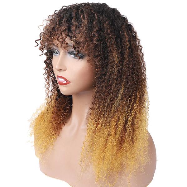 New Arrival Machine Made Wig 100 Human Hair Wigs For Black Women Pre Plucked With Bangs Brazilian Cheap Human Hair Wigs Natural Color