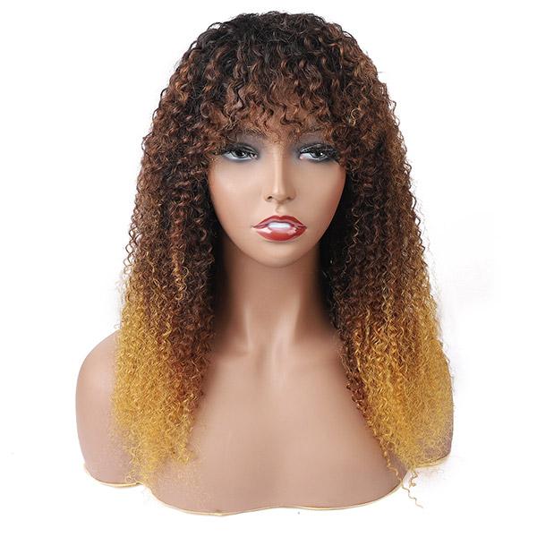 New Arrival Machine Made Wig 100 Human Hair Wigs For Black Women Pre Plucked With Bangs Brazilian Cheap Human Hair Wigs Natural Color