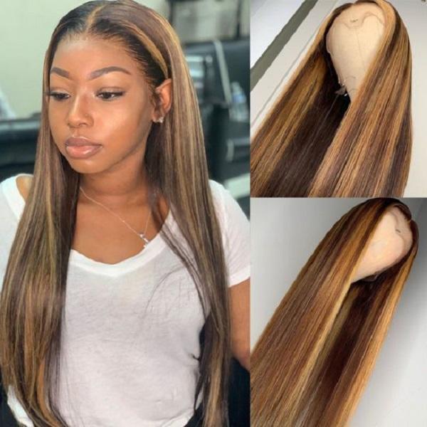P Color Straight Lace Front Wig Ombre Human Hair Lace Front Wigs