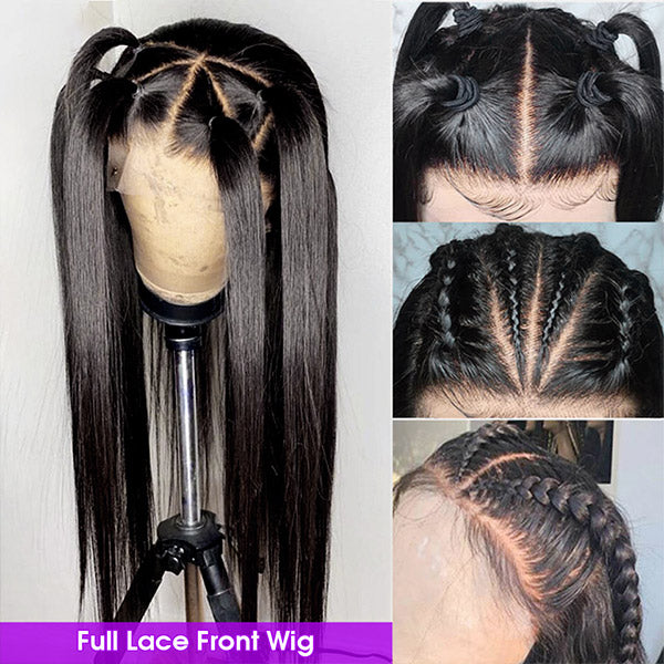 Full Lace Frontal Wig Straight Human Hair Wig Transparent HD Full Lace Wigs With Pre Plucked