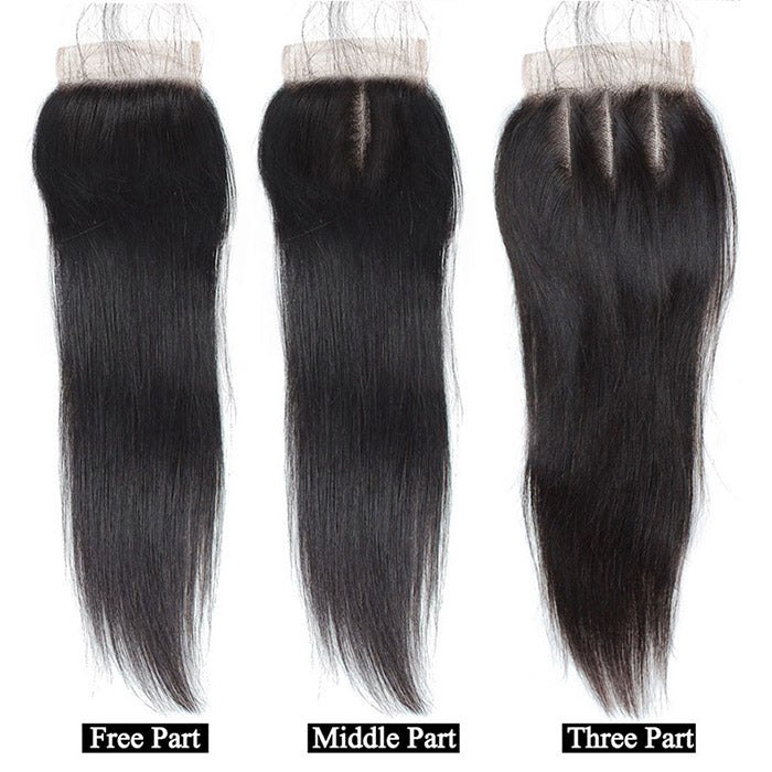 Transparent Closure with Bundles Indian Straight Human Hair 3 Bundles with 4x4 Lace Closure