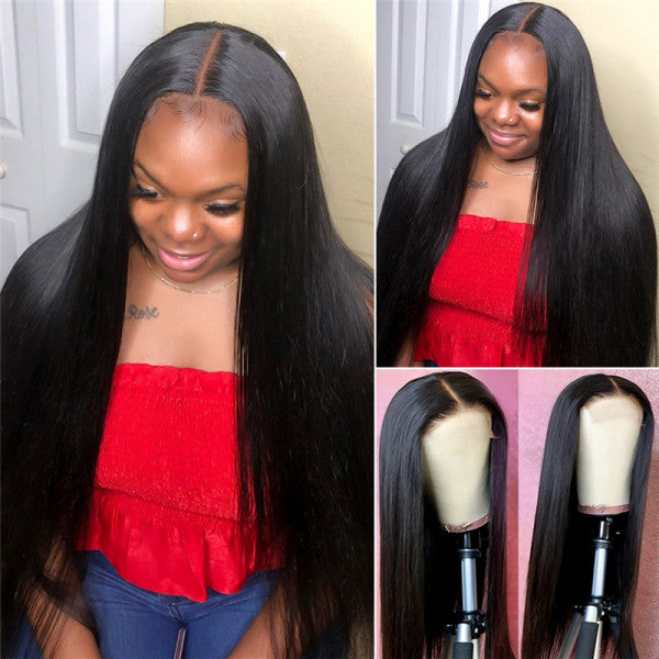 Straight Lace Closure Wig 5x5 HD Lace Closure Wig Pre-plucked Straight Human Hair Glueless Wigs
