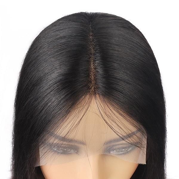 High Quality Straight Hair HD Transparent Middle Part T Lace Frontal Wigs