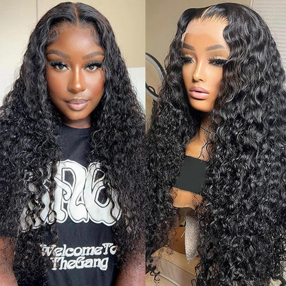 Water Wave 4x4 Undetectable Invisible Lace Glueless Closure Lace Glueless Wig Wet And Wavy Wig