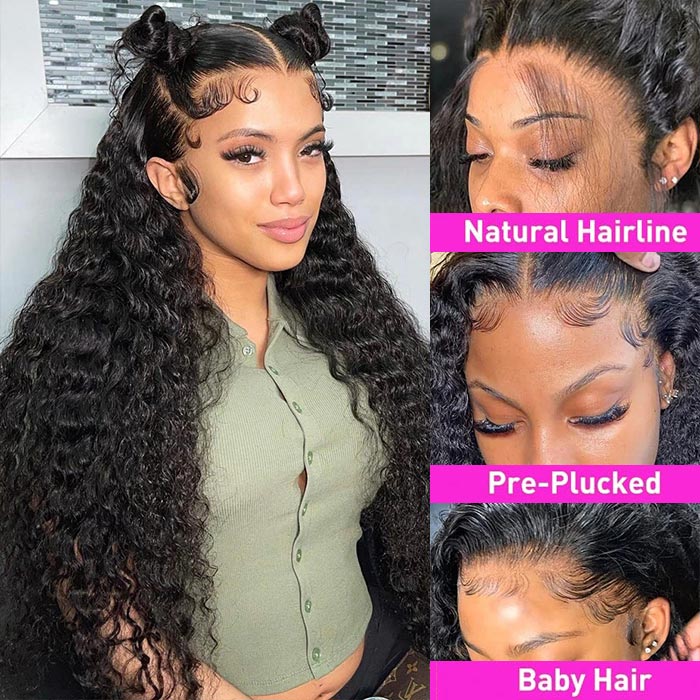 Water Wave 4x4 Undetectable Invisible Lace Glueless Closure Lace Glueless Wig Wet And Wavy Wig