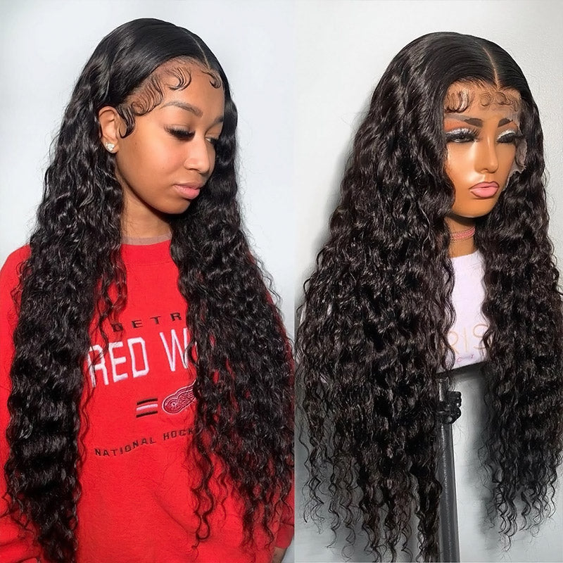 Long 30 Inch Glueless Water Wave Wig 13x4 HD Lace Front Wig Wet and Wavy Lace Frontal Wig with Pre-plucked