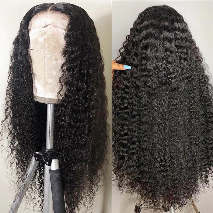 Water Wave 4x4 Undetectable Invisible Lace Glueless Closure Lace Glueless Wig Wet And Wavy Wig