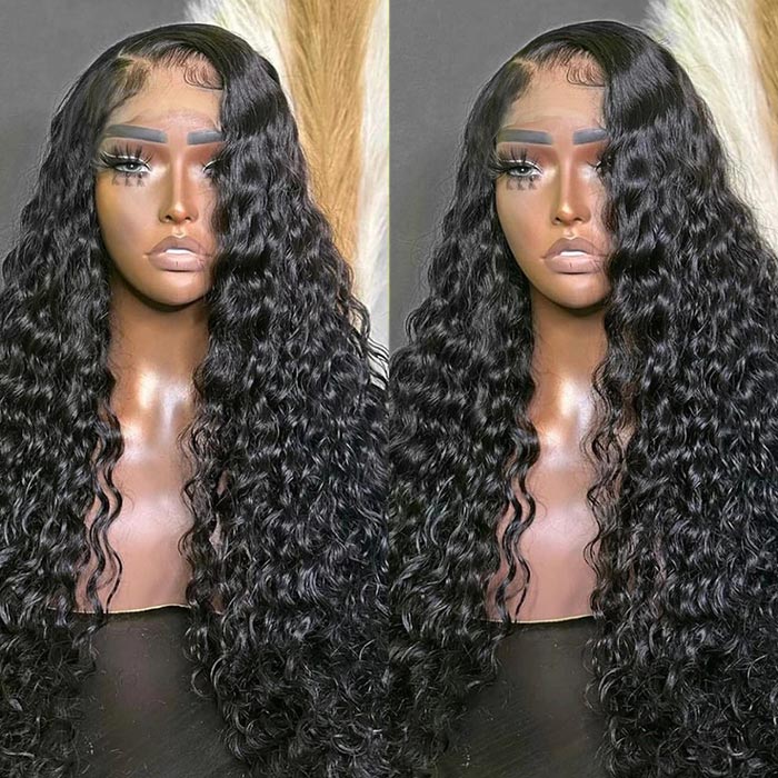 Water Wave 4x4 Undetectable Invisible Lace Glueless Closure Lace Glueless Wig Wet And Wavy Wig