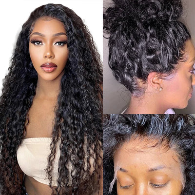 Glueless Water Wave Wig 13x4 HD Lace Front Wig Wet and Wavy Lace Frontal Wig Pre-plucked 30 Inch