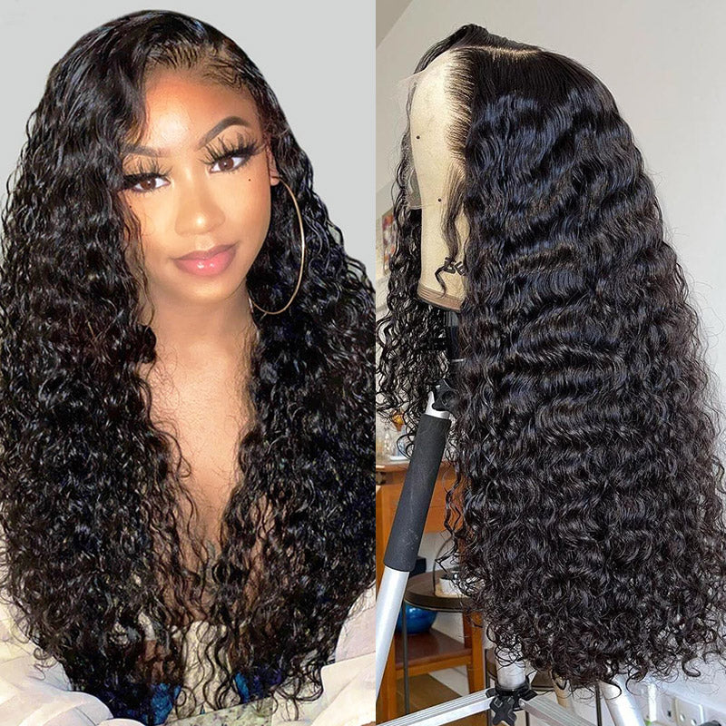 Glueless Water Wave Wig 13x4 HD Lace Front Wig Wet and Wavy Lace Frontal Wig Pre-plucked 30 Inch