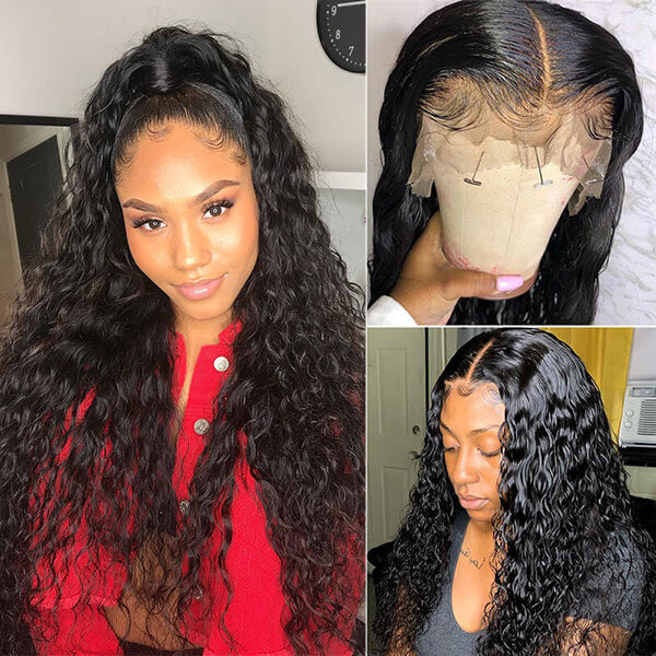 Water Wave Hair 13x6 Glueless Lace Front Wig HD Human Hair Lace Frontal Wig