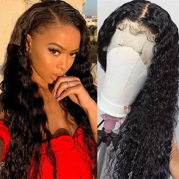 Water Wave Hair 13x6 Glueless Lace Front Wig HD Human Hair Lace Frontal Wig