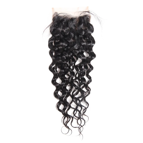 water wave human hair lace closure