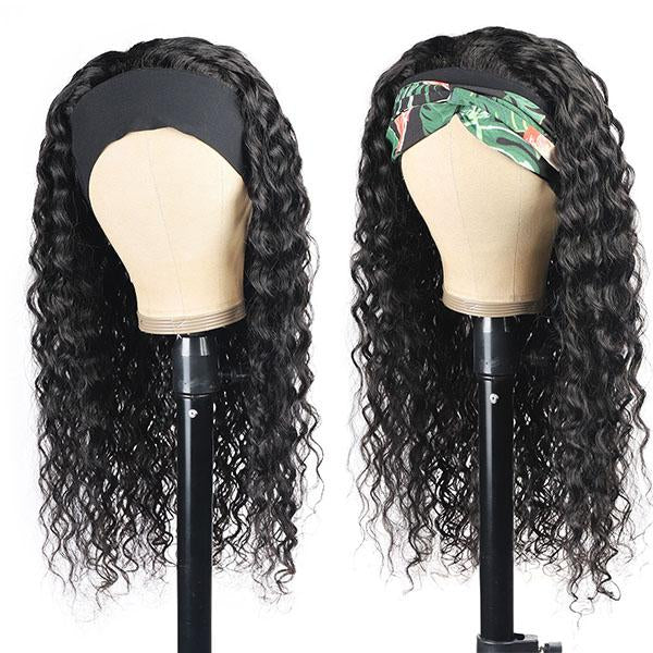 Headband Wigs Human Hair Water Wave No Lace Wigs