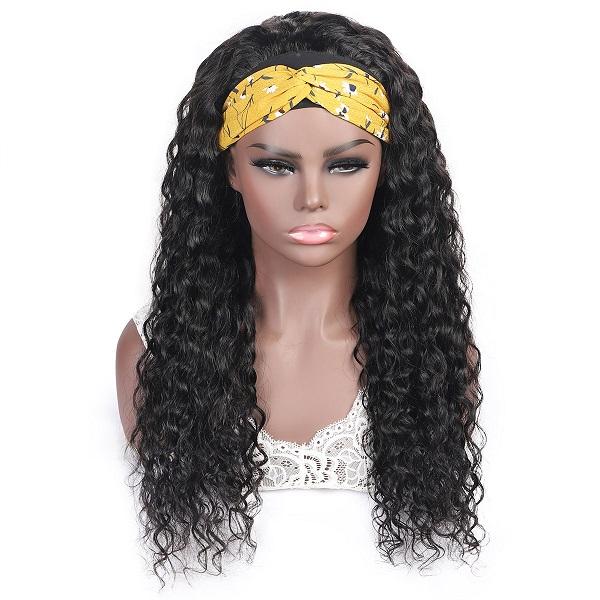 Headband Wigs Human Hair Water Wave No Lace Wigs