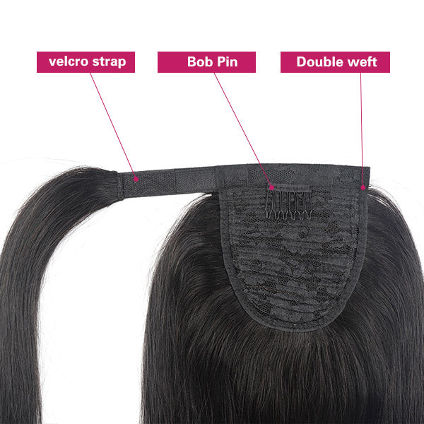Long Straight Human Hair Ponytail Wrap Arount Clip In Hair Extensions Brazilian Straight Ponytail Human Hair Weave