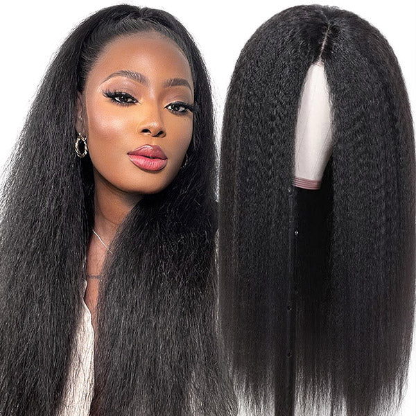 4x4 HD Lace Front Wigs Yaki Straight Lace Closure Wig Undetectable Kinky Straight Wig Glueless Wigs