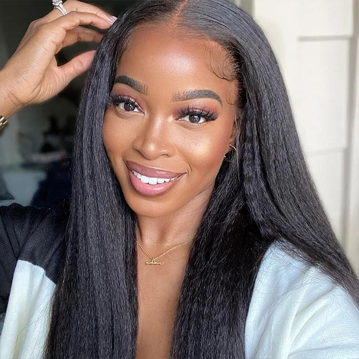 4x4 HD Lace Front Wigs Yaki Straight Lace Closure Wig Undetectable Kinky Straight Wig Glueless Wigs