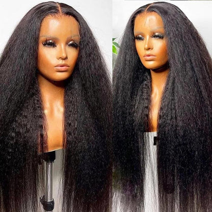 4x4 HD Lace Front Wigs Yaki Straight Lace Closure Wig Undetectable Kinky Straight Wig Glueless Wigs