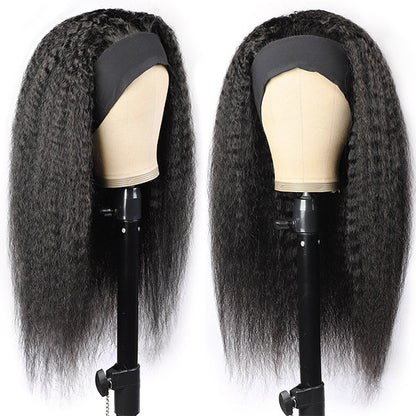 Yaki Straight Virgin Human Hair Headband Glueless Wigs For Black Women 150% Density