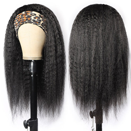 Yaki Straight Virgin Human Hair Headband Glueless Wigs For Black Women 150% Density