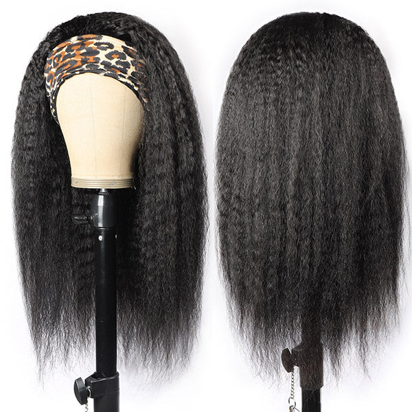 Yaki Straight Virgin Human Hair Headband Glueless Wigs For Black Women 150% Density